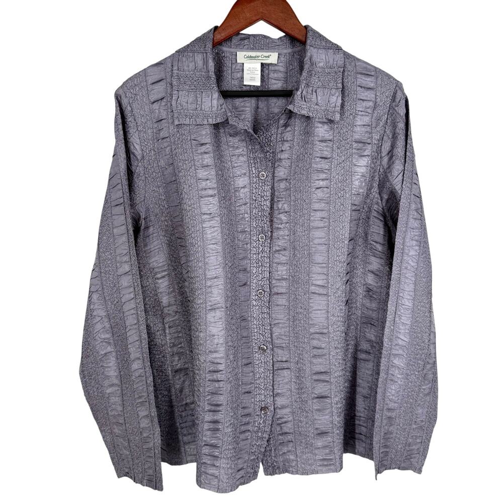 Coldwater Creek Sz XL Silver Wearable Art Formal Jacket Blouse Shirt TOP wiNTER